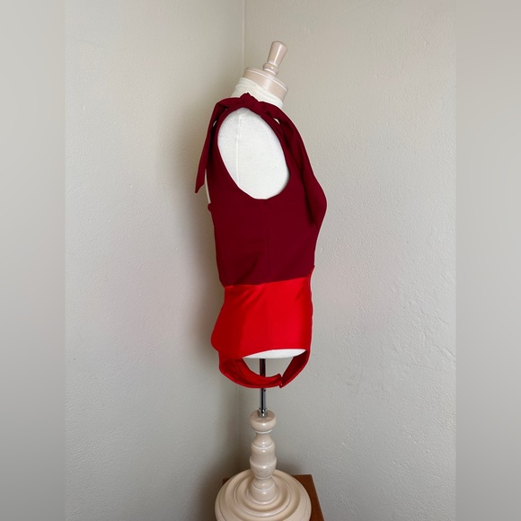 Rodner Figueroa Designer Bright Red Bodysuit Bow Top Womens M Ex Cond! $200 - Picture 4 of 12